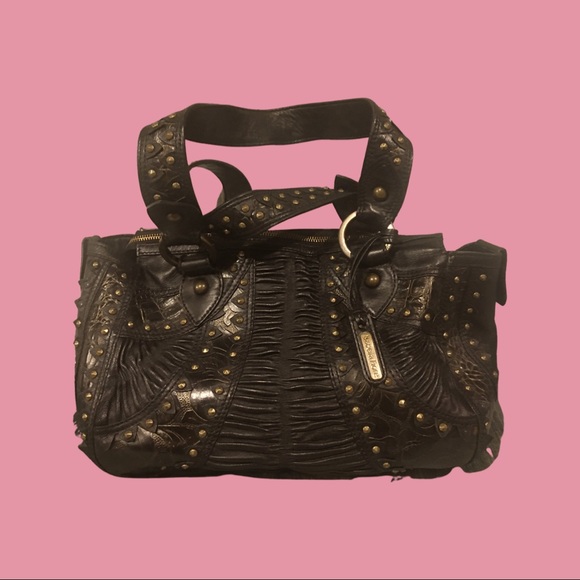 Isabella Fiore Black Leather Stud Shoulder Bag - Picture 1 of 8